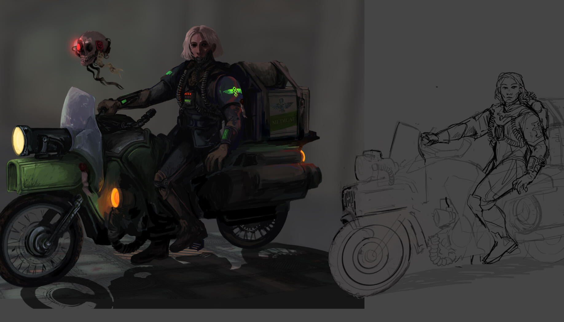 Character concept page for WH40k, 2026.