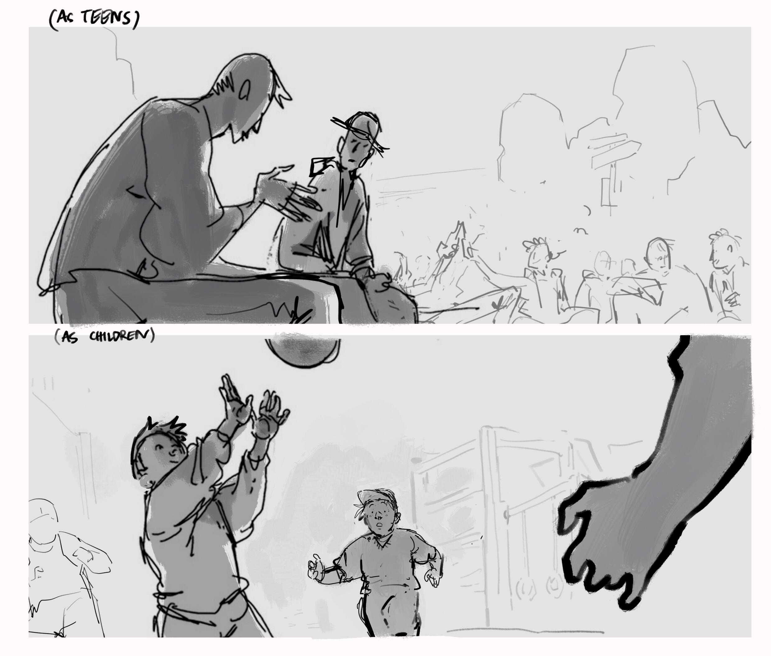 Layouts for a flashback scene (2021)